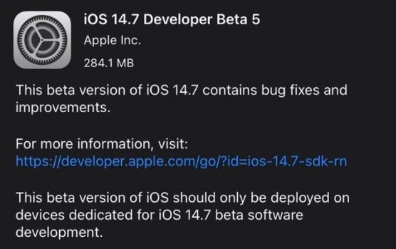 ios14.7beta5内测版最新描述文件下载更新安装