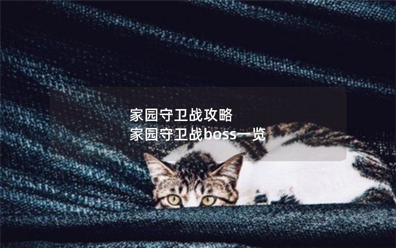 家园守卫战攻略 家园守卫战boss一览