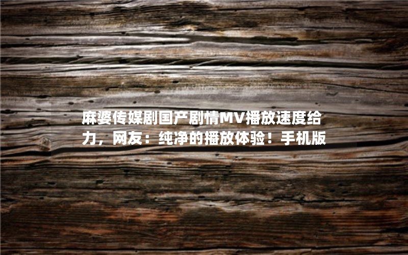 麻婆传媒剧国产剧情MV播放速度给力，网友：纯净的播放体验！手机版