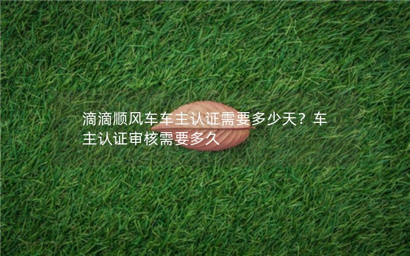 滴滴顺风车车主认证需要多少天？车主认证审核需要多久