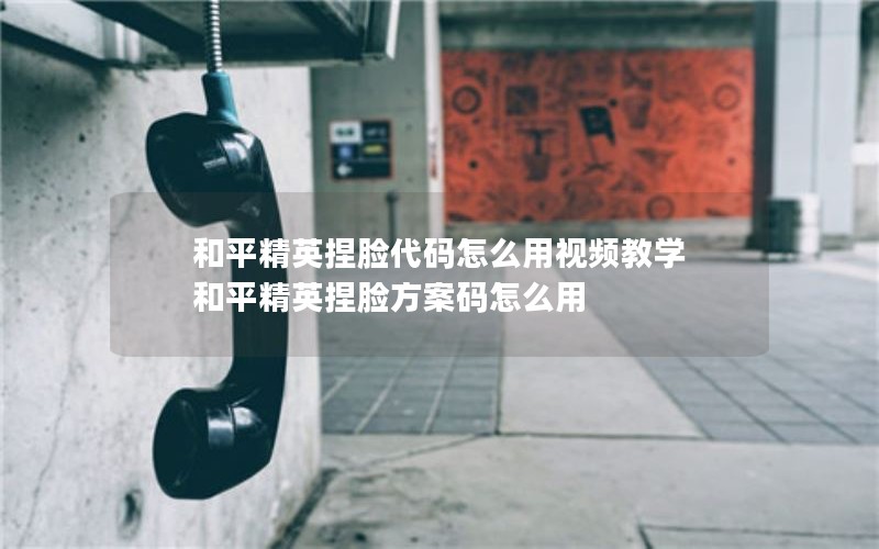 和平精英捏脸代码怎么用视频教学 和平精英捏脸方案码怎么用