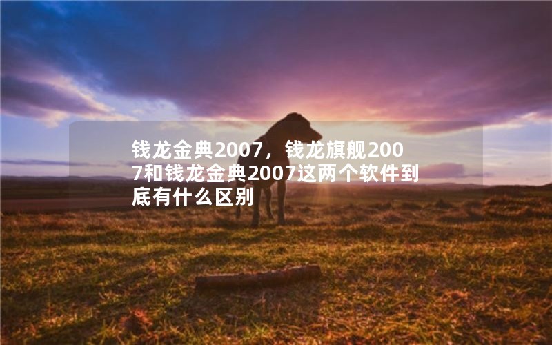 钱龙金典2007，钱龙旗舰2007和钱龙金典2007这两个软件到底有什么区别