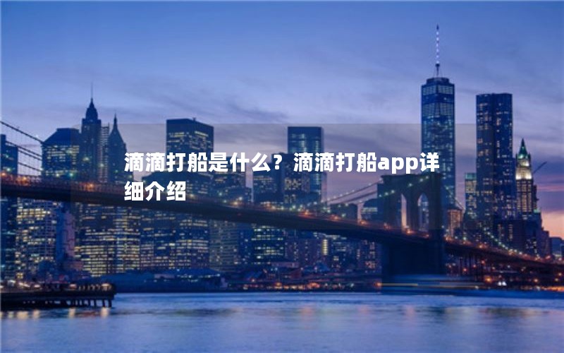 滴滴打船是什么？滴滴打船app详细介绍