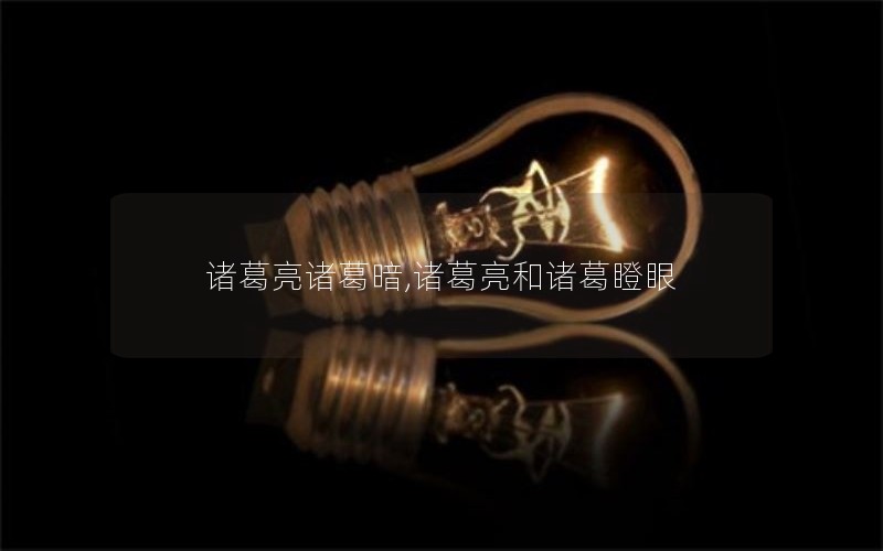 诸葛亮诸葛暗,诸葛亮和诸葛瞪眼