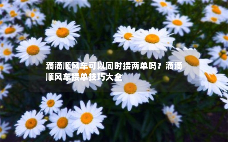 滴滴顺风车可以同时接两单吗?滴滴顺风车接单技巧大全 滴滴顺风车可以同时接两单吗?滴滴顺风车接单技巧大全