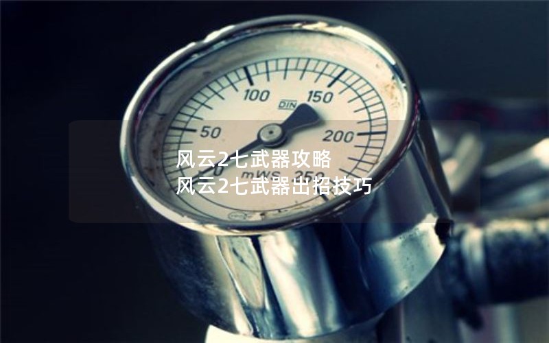 风云2七武器攻略 风云2七武器出招技巧