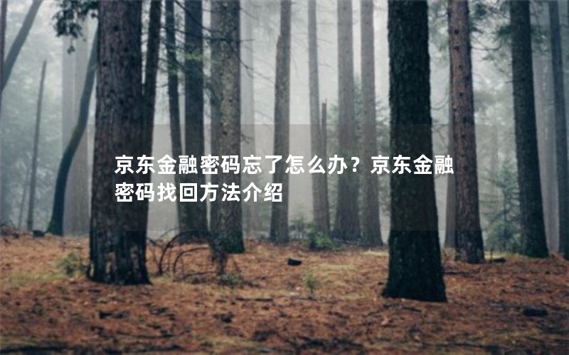 京东金融密码忘了怎么办？京东金融密码找回方法介绍