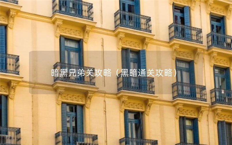 暗黑兄弟关攻略（黑暗通关攻略）