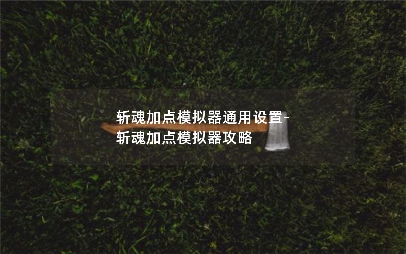 斩魂加点模拟器通用设置-斩魂加点模拟器攻略