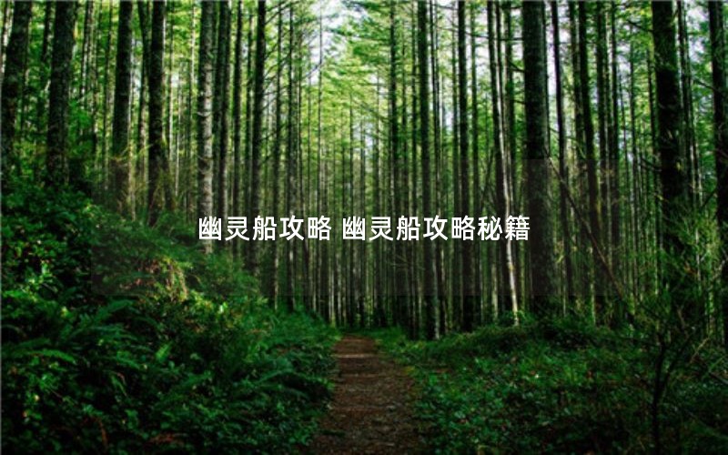 幽灵船攻略 幽灵船攻略秘籍