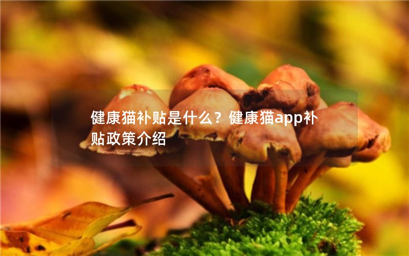 健康猫补贴是什么？健康猫app补贴政策介绍