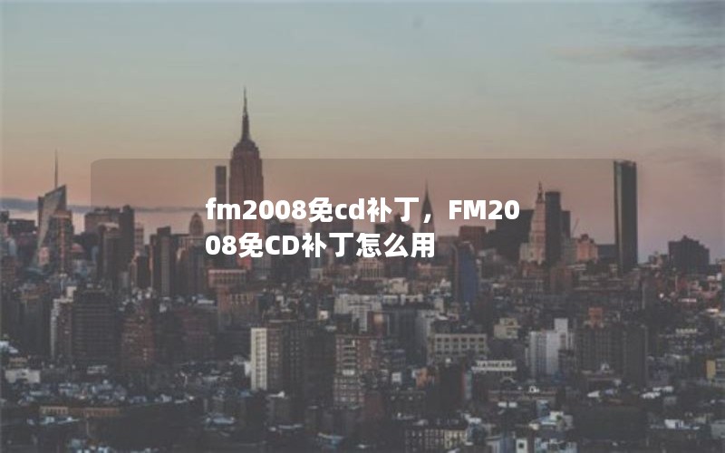 fm2008免cd补丁，FM2008免CD补丁怎么用