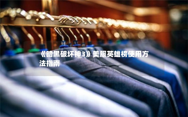 《暗黑破坏神3》美服英雄榜使用方法指南