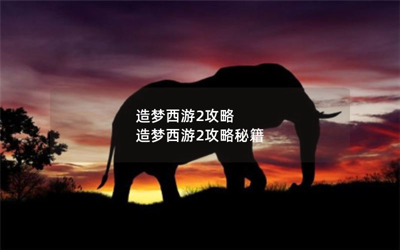 造梦西游2攻略 造梦西游2攻略秘籍
