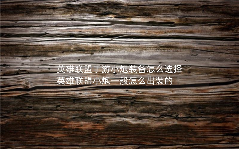 英雄联盟手游小炮装备怎么选择 英雄联盟小炮一般怎么出装的 英雄联盟手游小炮装备怎么选择 英雄联盟小炮一般怎么出装的