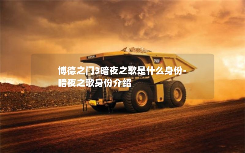 博德之门3暗夜之歌是什么身份-暗夜之歌身份介绍