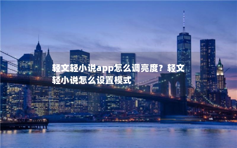 轻文轻小说app怎么调亮度？轻文轻小说怎么设置模式