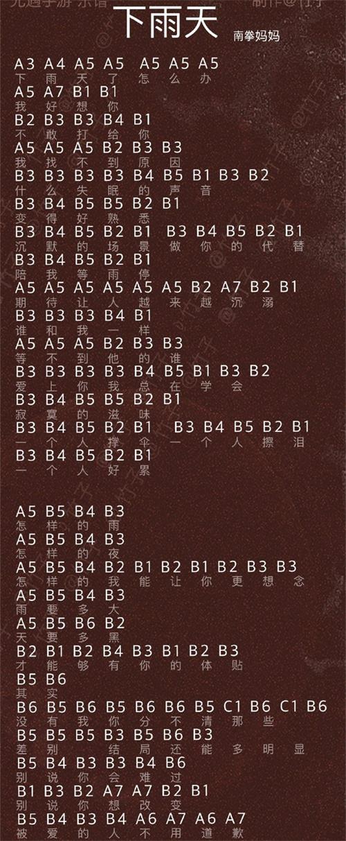 光遇下雨天怎么弹 下雨天乐谱分享
