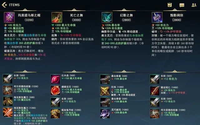 lol手游装备翻译合成表大全