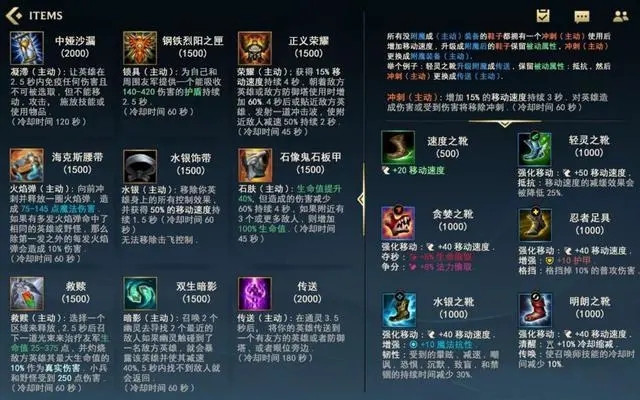 lol手游装备翻译合成表大全