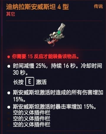 赛博朋克2077最强的子弹时间义体部件