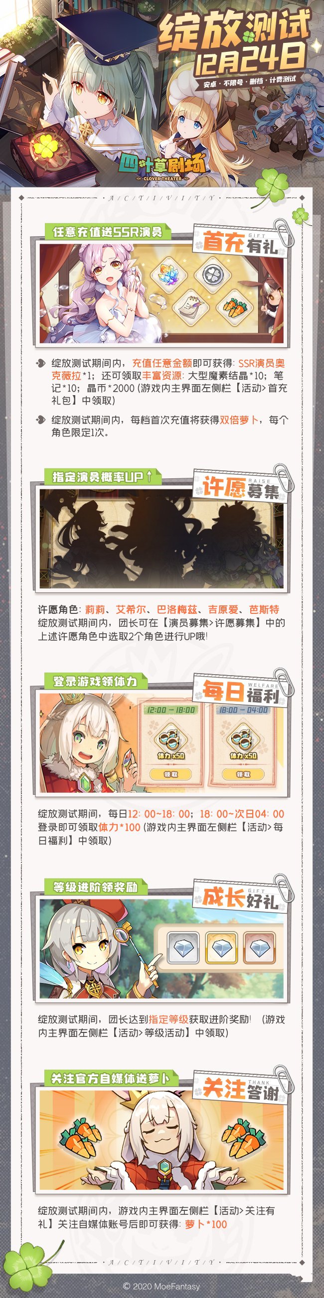 四叶草剧场绽放测试介绍 绽放测试什么时候结束