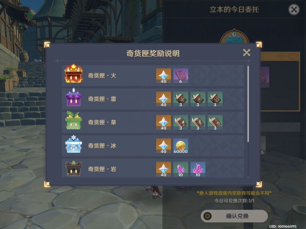 原神立本兑换表1
